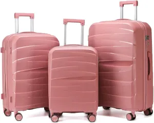 Luggage Sets(20in/24in/28in) with Spinner Wheels Hard Shell Luggage Hardside 3-Piece Set Lightweight Rolling Suitcase with TSA Lock for Travel Rose Gold