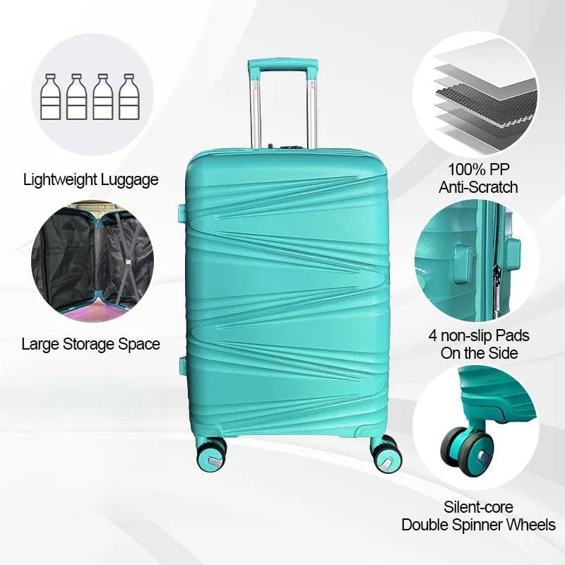 Luggage Sets(20in/24in/28in) with Spinner Wheels Hard Shell Luggage Hardside 3-Piece Set Lightweight Rolling Suitcase with TSA Lock for Travel Teal Blue