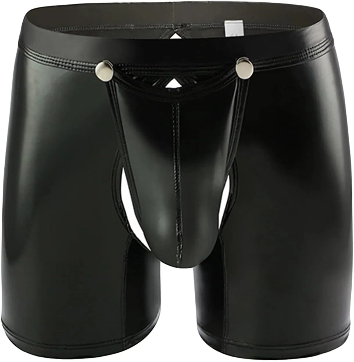 Men Sexy Lingerie PVC Boxer Faux Leather Brief Latex Shorts Pants Tights Wet Look Bikini Swim Trunks Nightclub (Black,XX-Large)