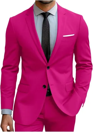 Men Slim Fit 2 Piece Suit Classic Suit for Men Two Button Notch Lapel Dress Suit Jacket Pants Tuxedo for Prom