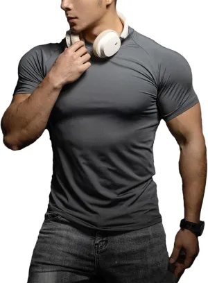 Men's Quick-Dry Training T-Shirt, Elastic Sportswear Summer Fitness