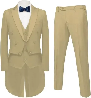Mens Suits 3 Piece Slim Fit Formal Tailcoat Blazer Pants Vest Set for Performance Long Tail Tuxedos Wedding Dress Coat