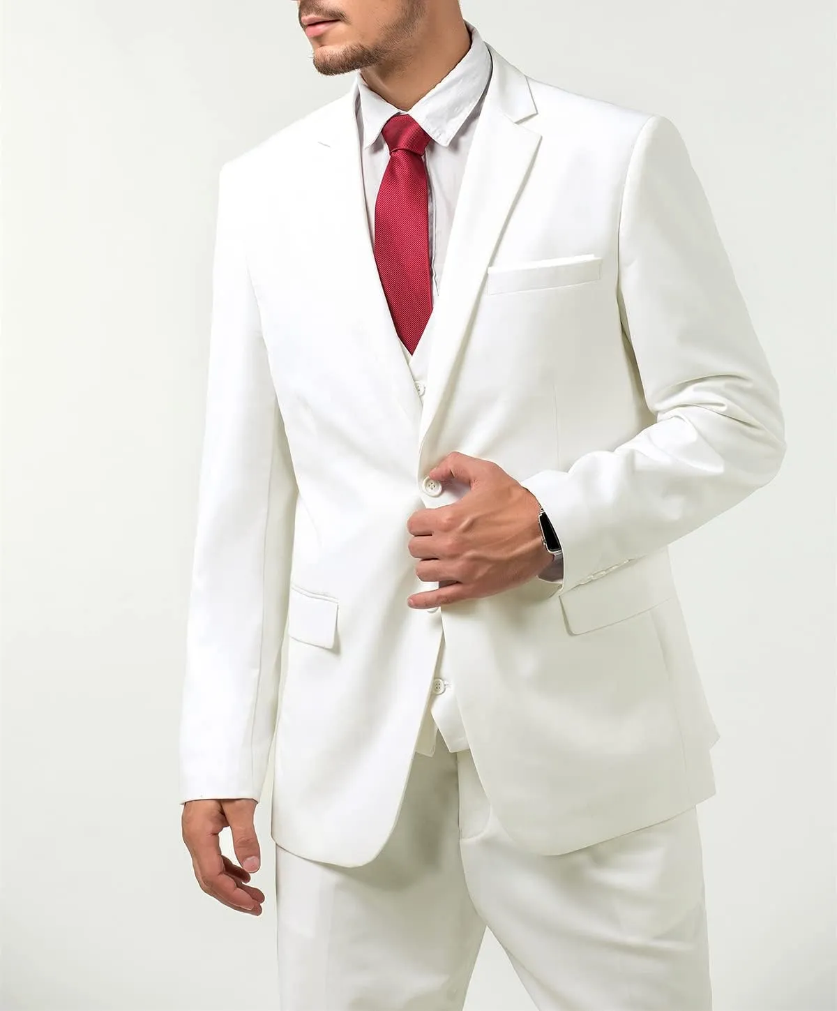 Men's Suits 3 Piece Slim Fit Suit Set,Two Button Wedding Business Tuxedo Solid Blazer Jacket Vest Pants with Tie