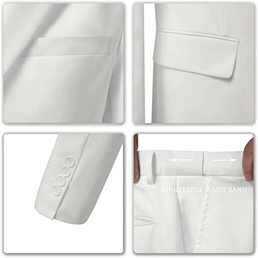 Men's Suits 3 Piece Slim Fit Suit Set,Two Button Wedding Business Tuxedo Solid Blazer Jacket Vest Pants with Tie