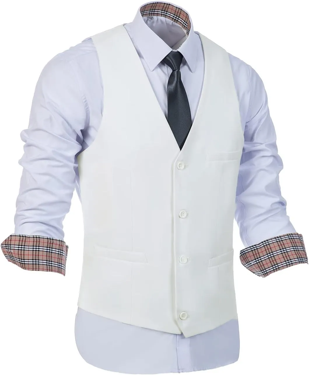 Men's Suits 3 Piece Slim Fit Suit Set,Two Button Wedding Business Tuxedo Solid Blazer Jacket Vest Pants with Tie
