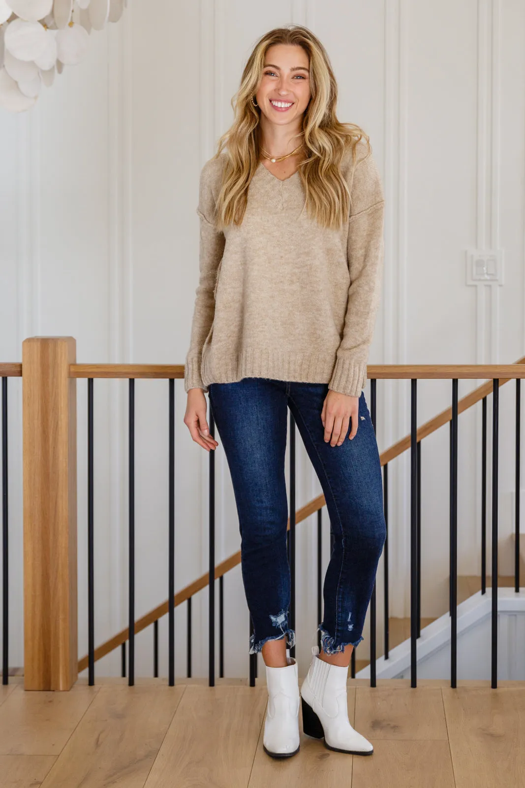 Middleton V-Neck Sweater in Beige