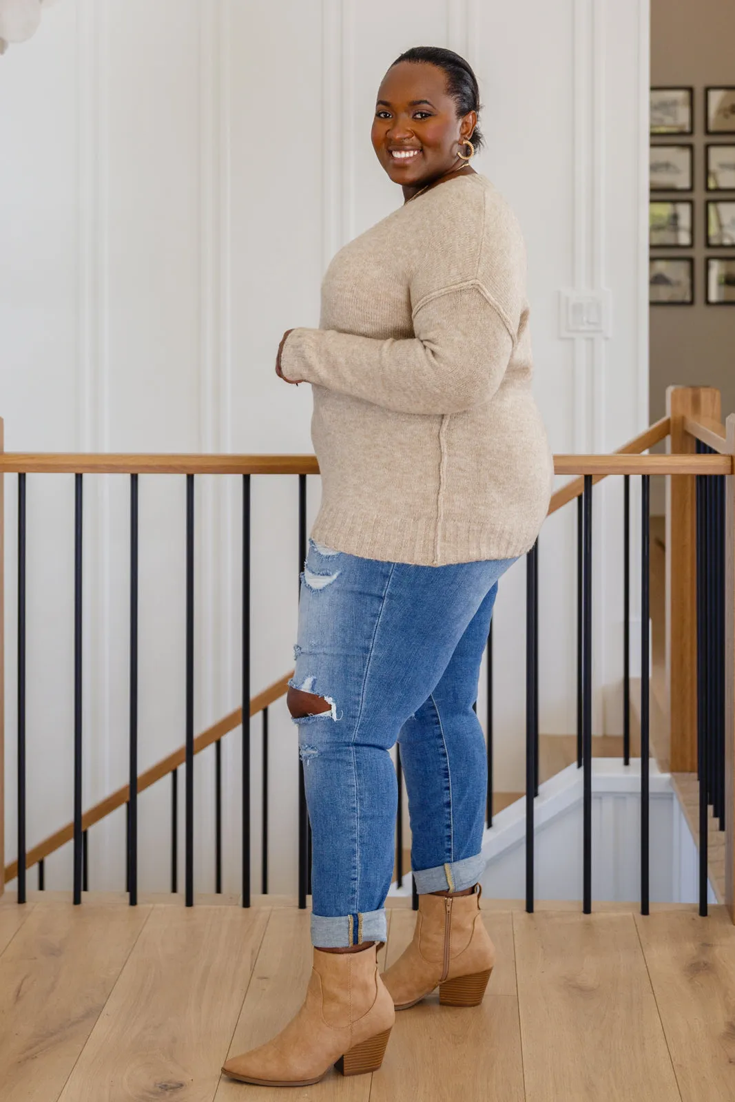 Middleton V-Neck Sweater in Beige