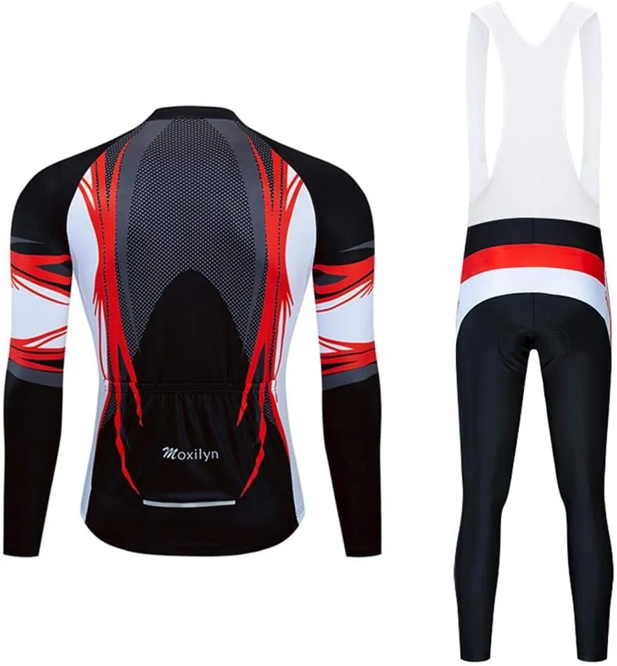 MOXILYN Men's Quick-Dry Cycling Jersey Set Road Bike Bicycle Shirt   Bib Pants with 9D Gel Padded MTB Riding Clothing kit
