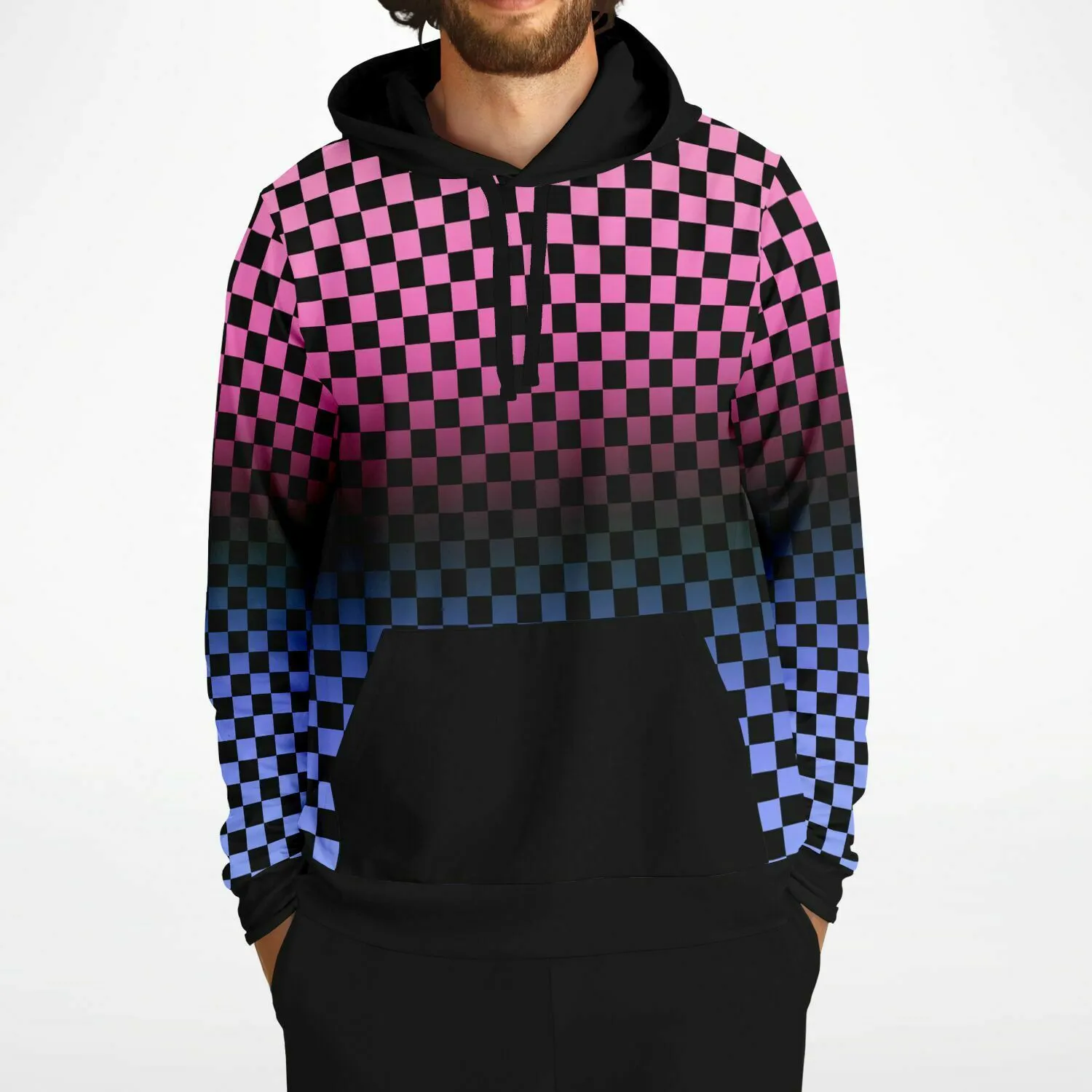Omnisexual Pride Black Contrast Checkered Pullover Hoodie