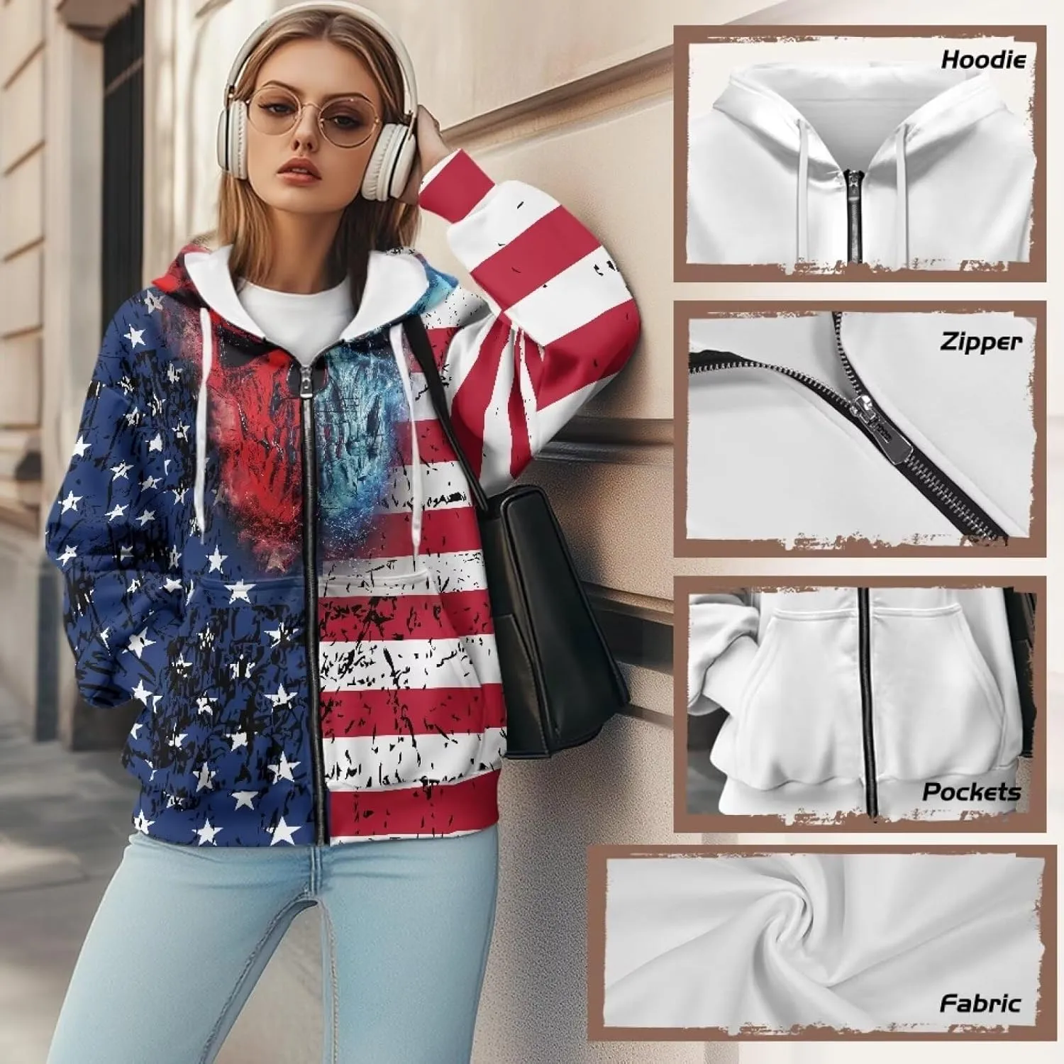 Oversized Hoodies Sweatshirts for Women Full-Zip Fall/Winter Fashion Outfits Casual Jacket with Pockets XS-4XL