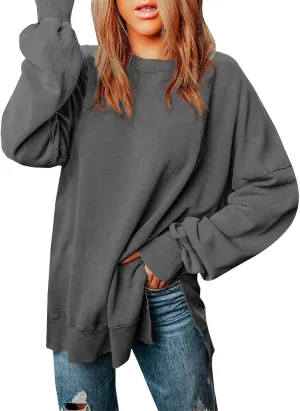 Oversized Sweatshirt for Women Casual Loose Cozy Sweater Long Sleeve Crewneck Lightweight Pullover 2024 Fall Clothes