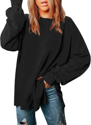Oversized Sweatshirt for Women Casual Loose Cozy Sweater Long Sleeve Crewneck Lightweight Pullover 2024 Fall Clothes