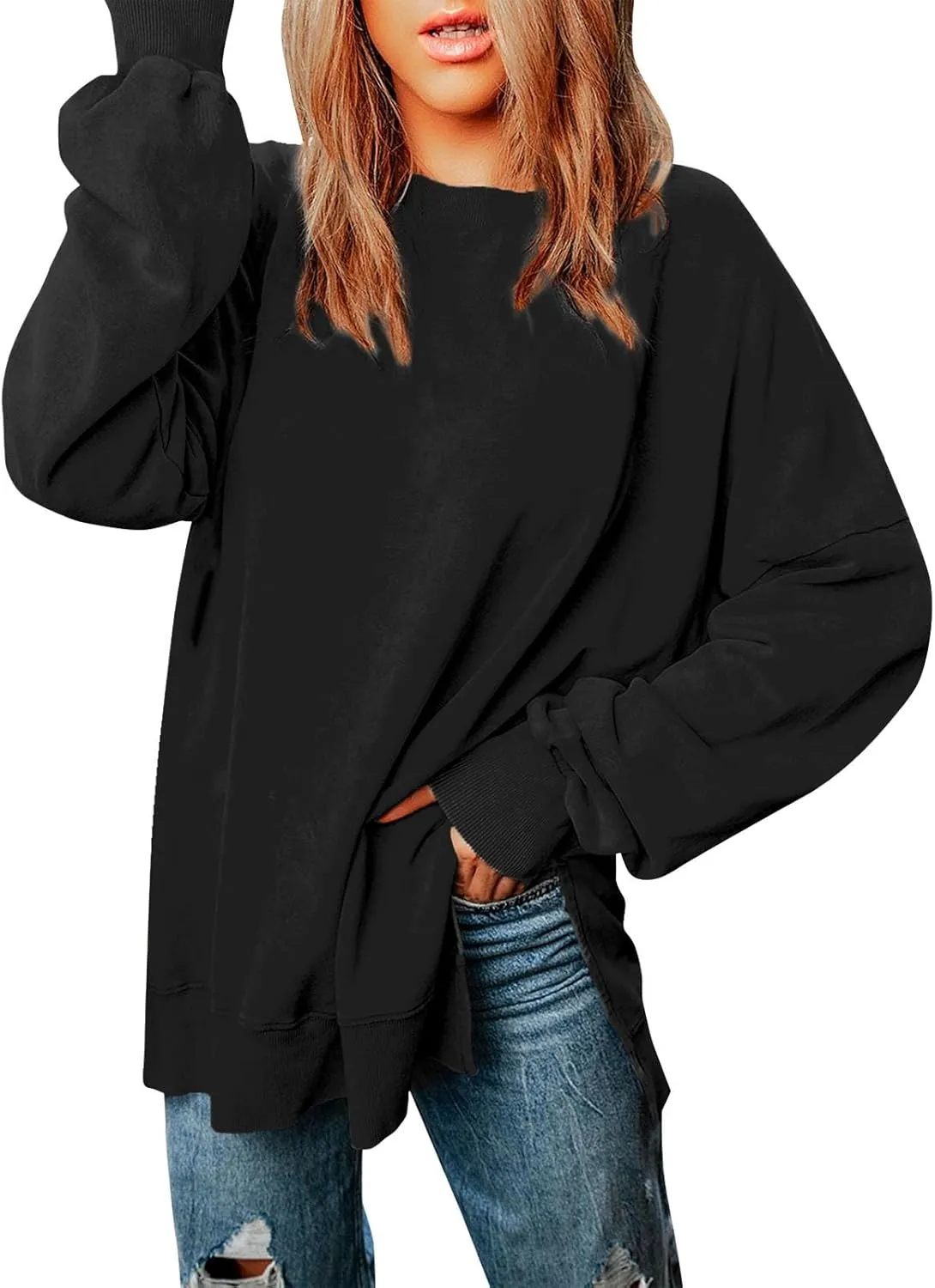 Oversized Sweatshirt for Women Casual Loose Cozy Sweater Long Sleeve Crewneck Lightweight Pullover 2024 Fall Clothes