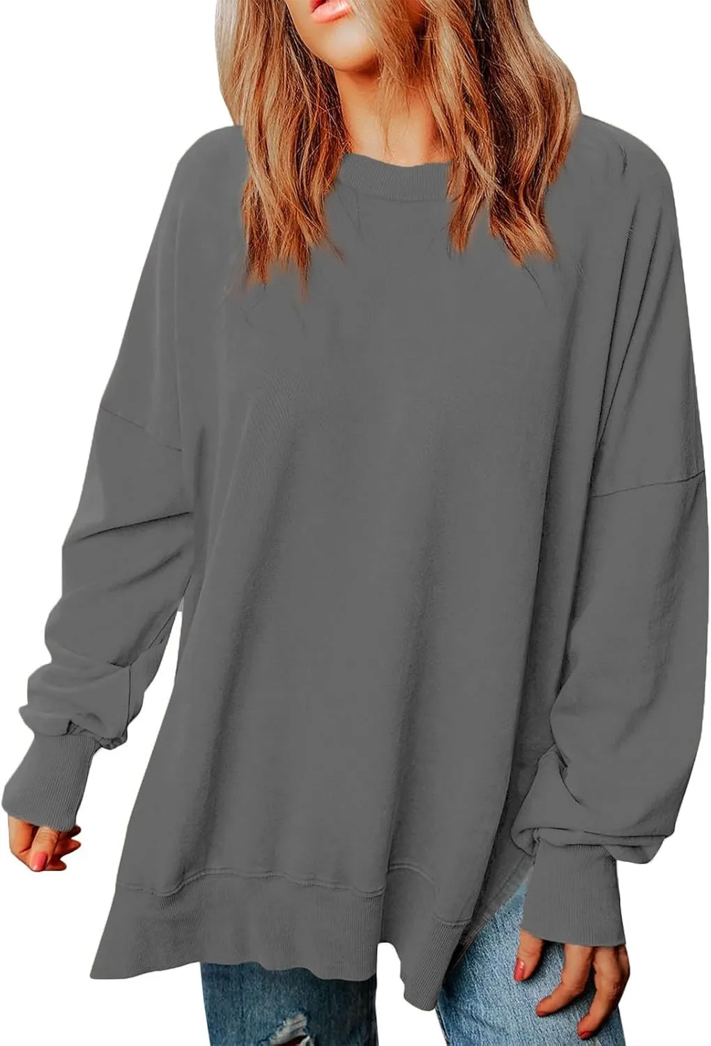 Oversized Sweatshirt for Women Casual Loose Cozy Sweater Long Sleeve Crewneck Lightweight Pullover 2024 Fall Clothes