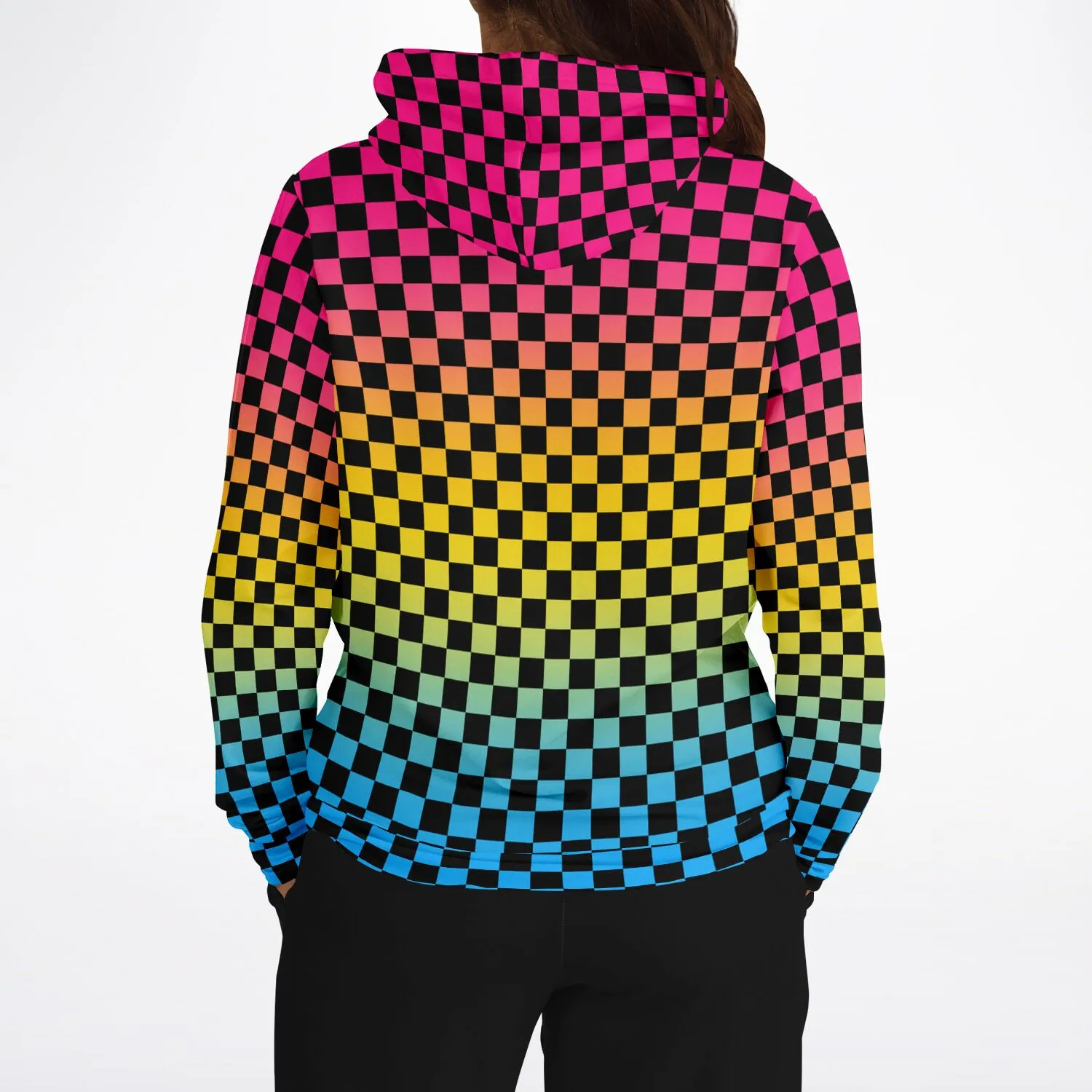 Pansexual Pride Black Checkered Pullover Hoodie