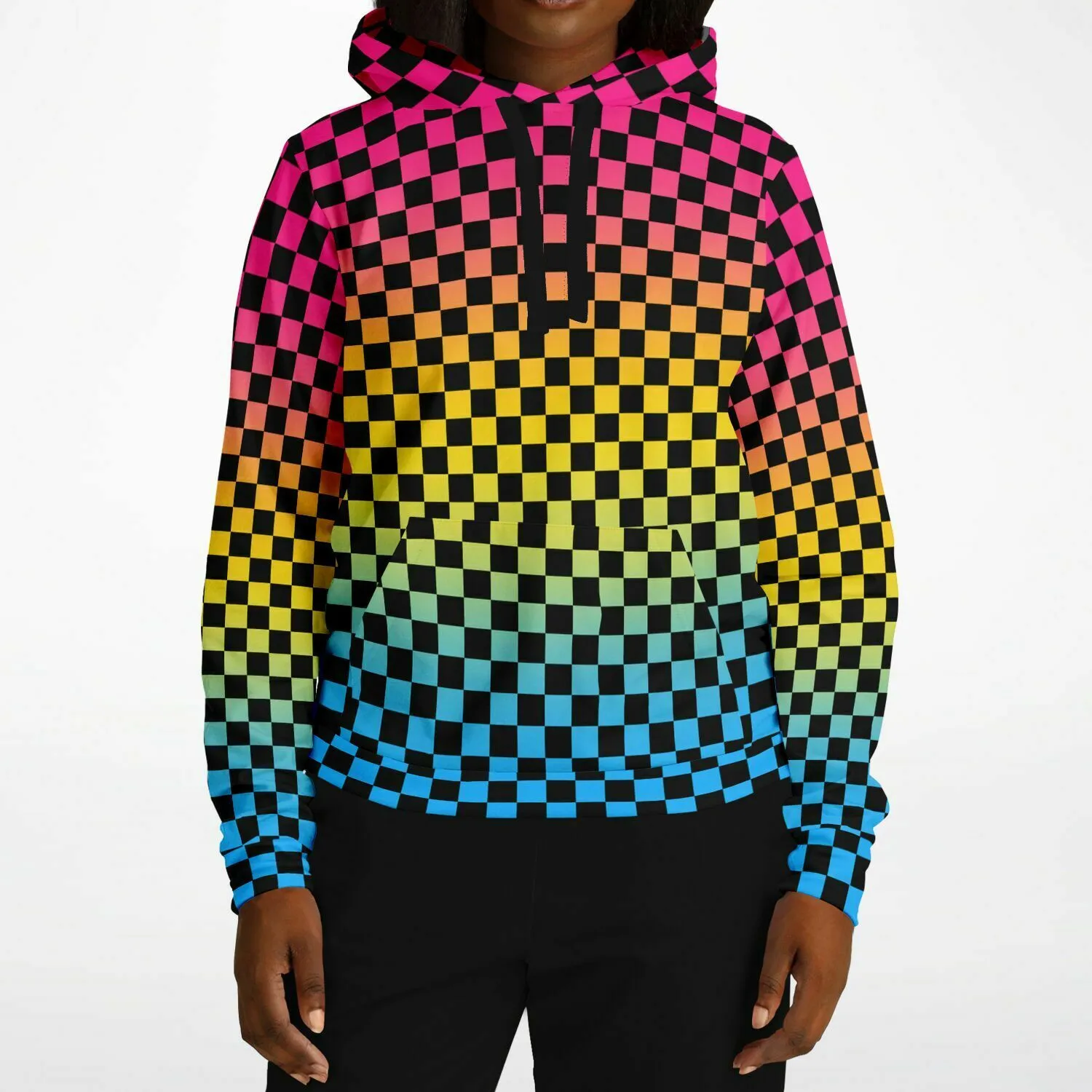 Pansexual Pride Black Checkered Pullover Hoodie