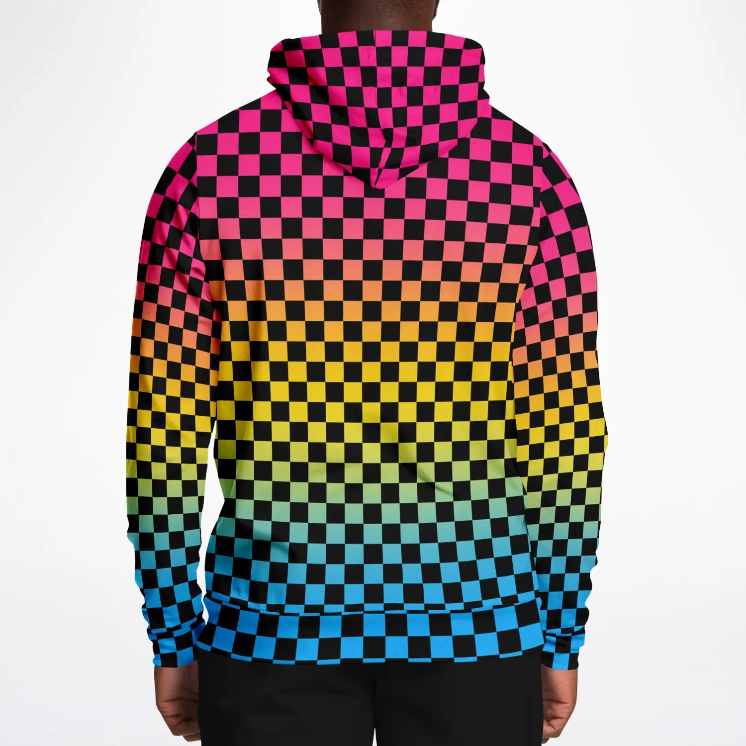 Pansexual Pride Black Checkered Pullover Hoodie