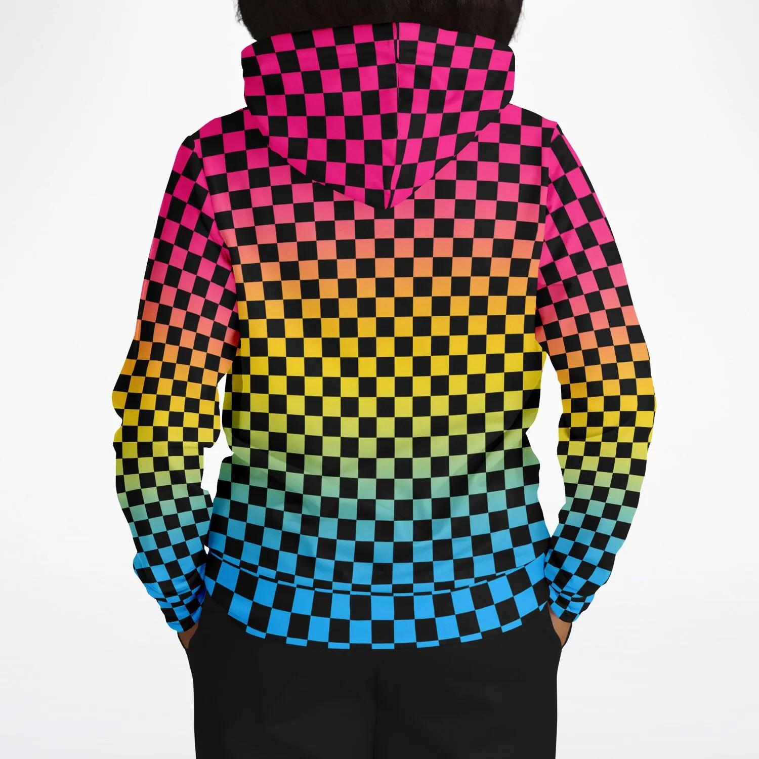Pansexual Pride Black Checkered Pullover Hoodie
