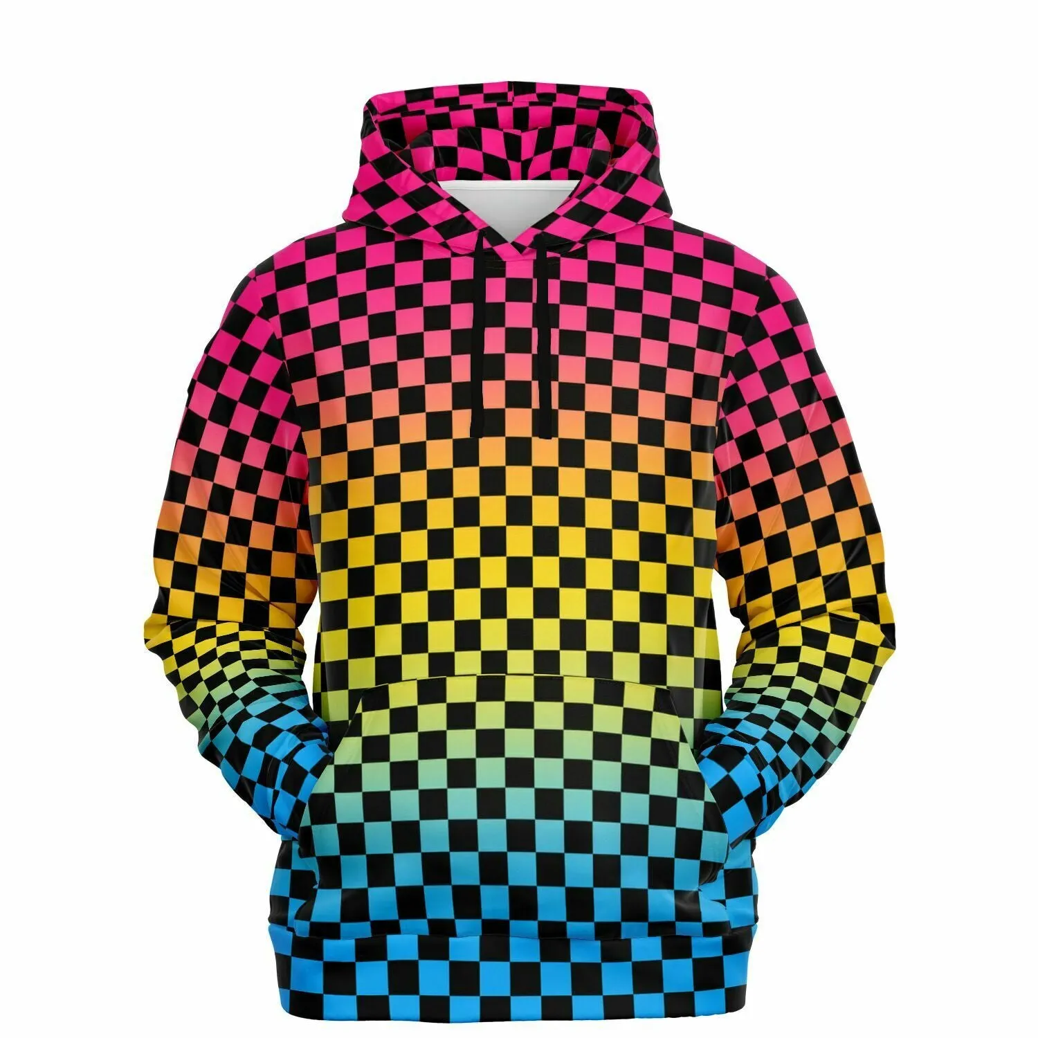Pansexual Pride Black Checkered Pullover Hoodie