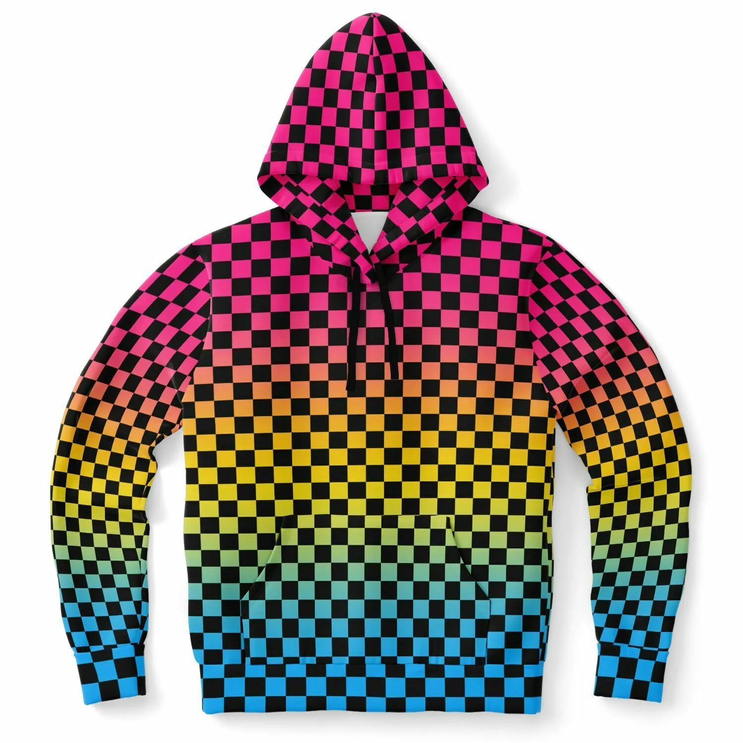 Pansexual Pride Black Checkered Pullover Hoodie