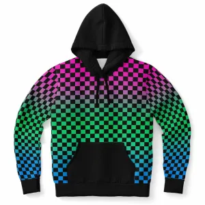 Polysexual Pride Black Contrast Checkered Pullover Hoodie
