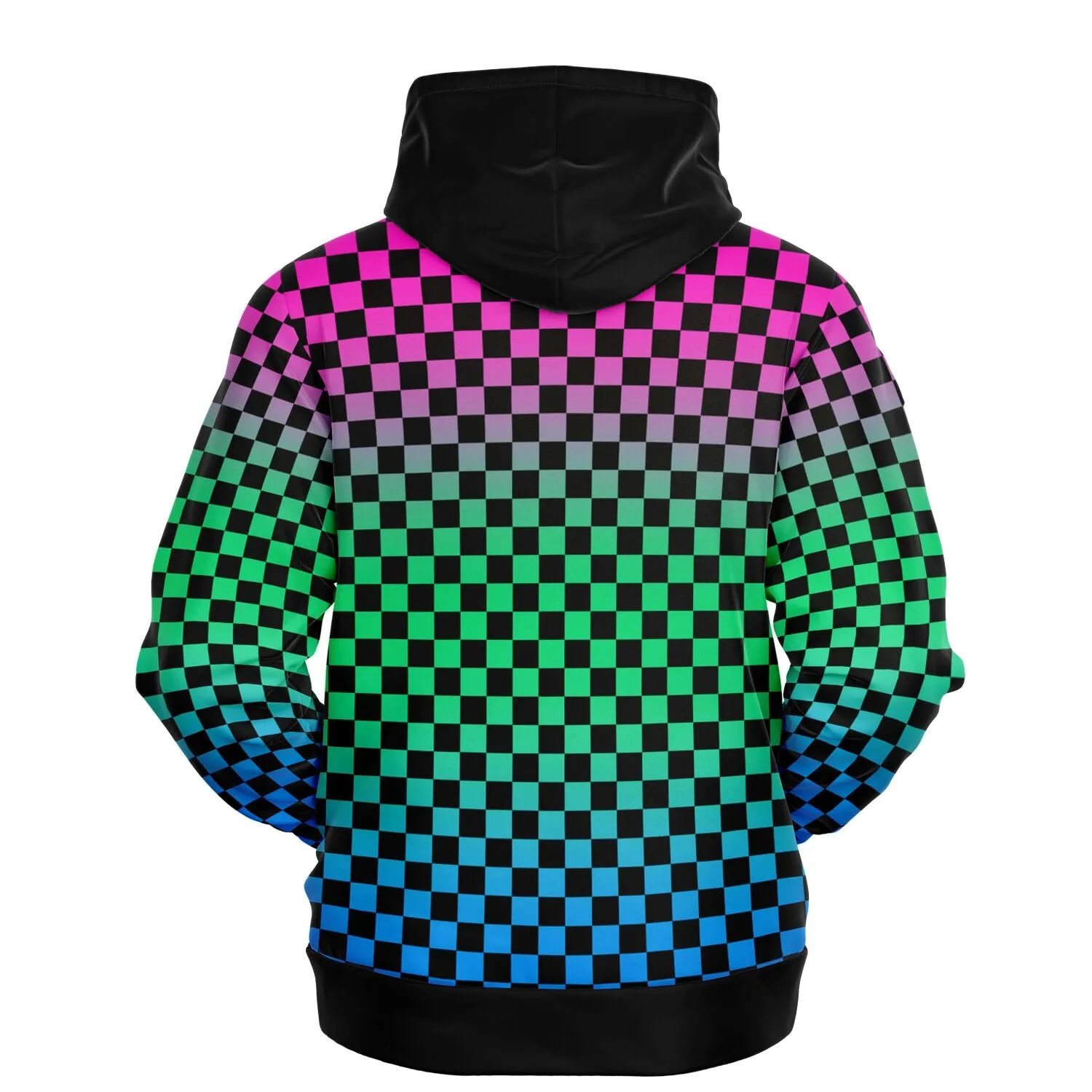 Polysexual Pride Black Contrast Checkered Pullover Hoodie