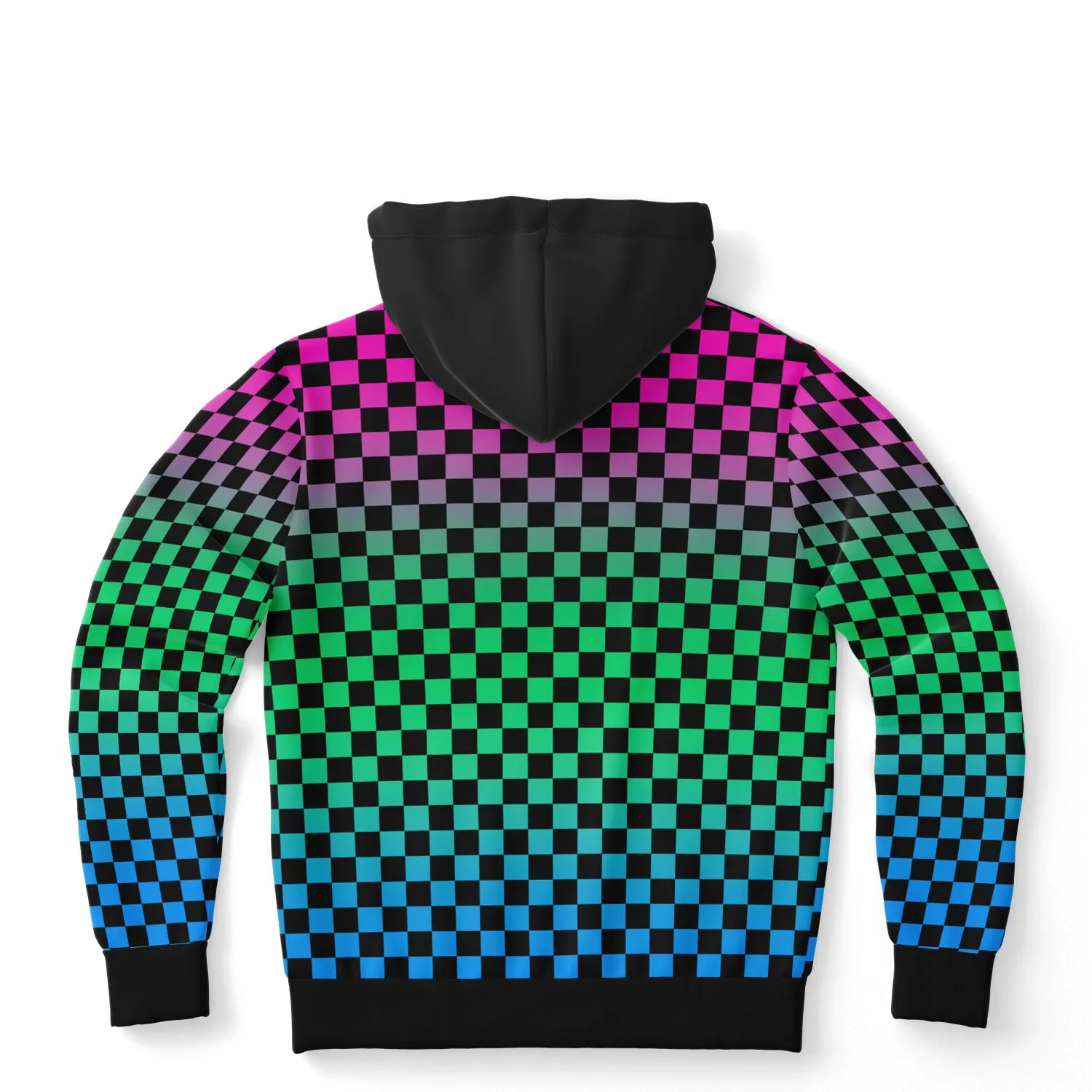 Polysexual Pride Black Contrast Checkered Pullover Hoodie