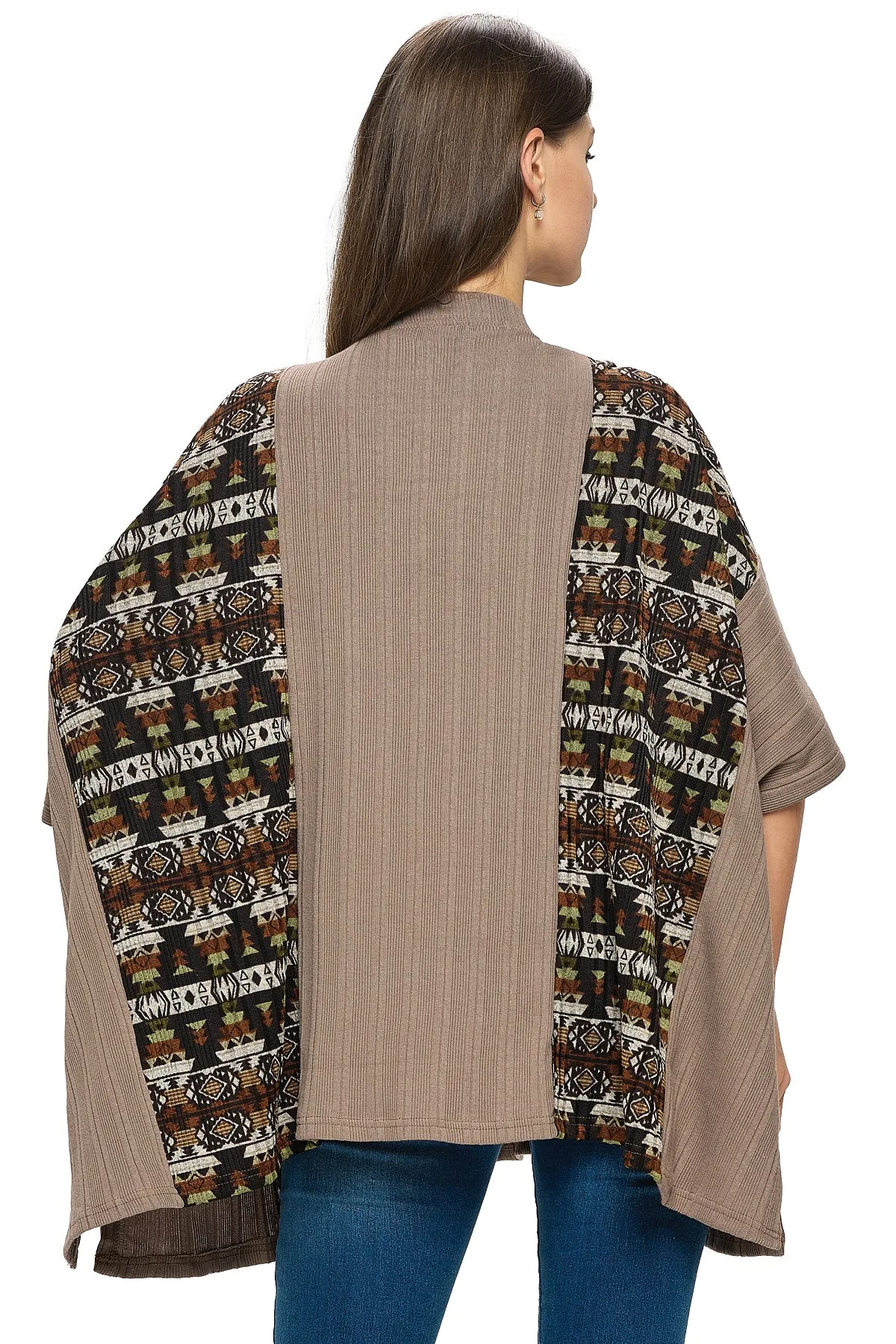 Poncho Overzised Tribal Ribbed