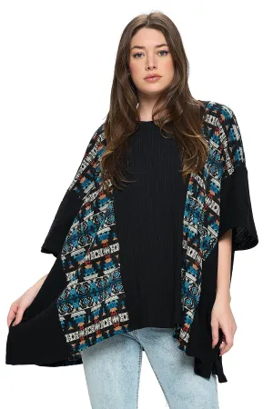 Poncho Overzised Tribal Ribbed