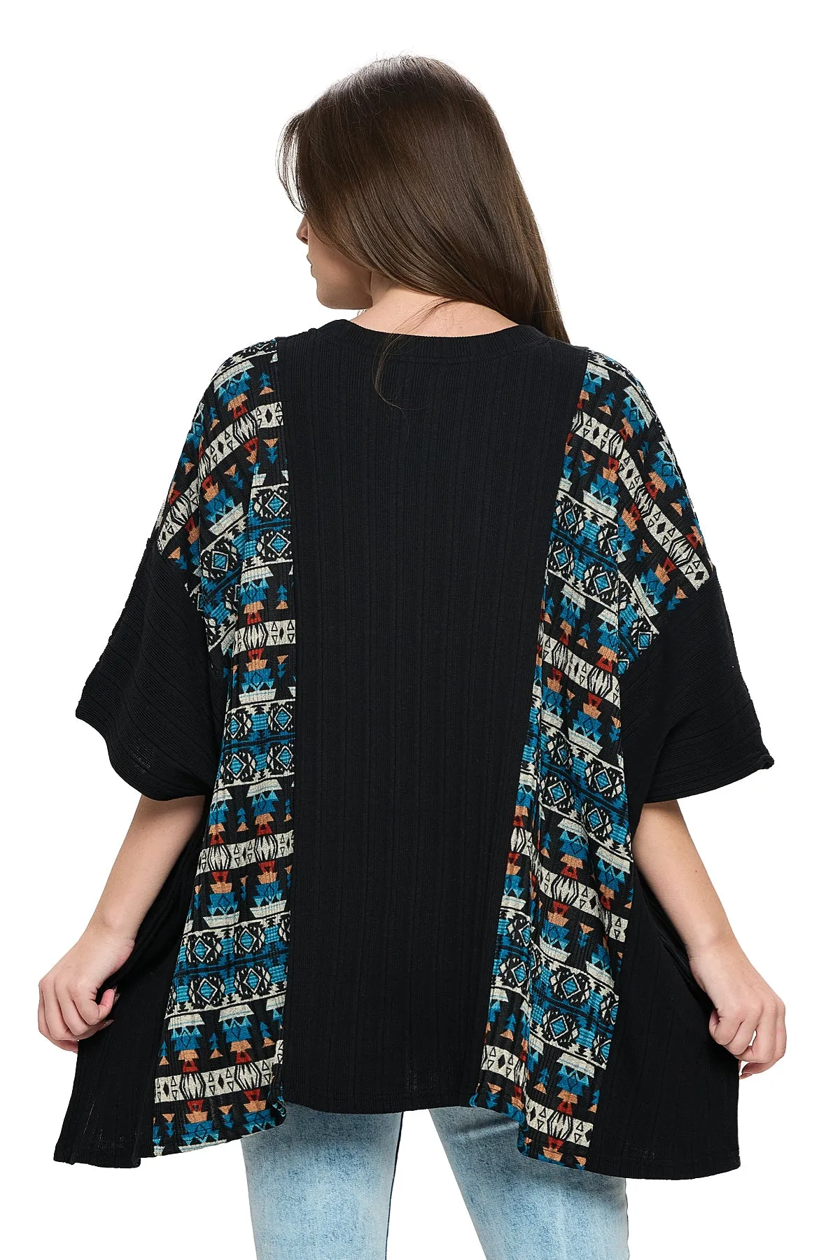 Poncho Overzised Tribal Ribbed