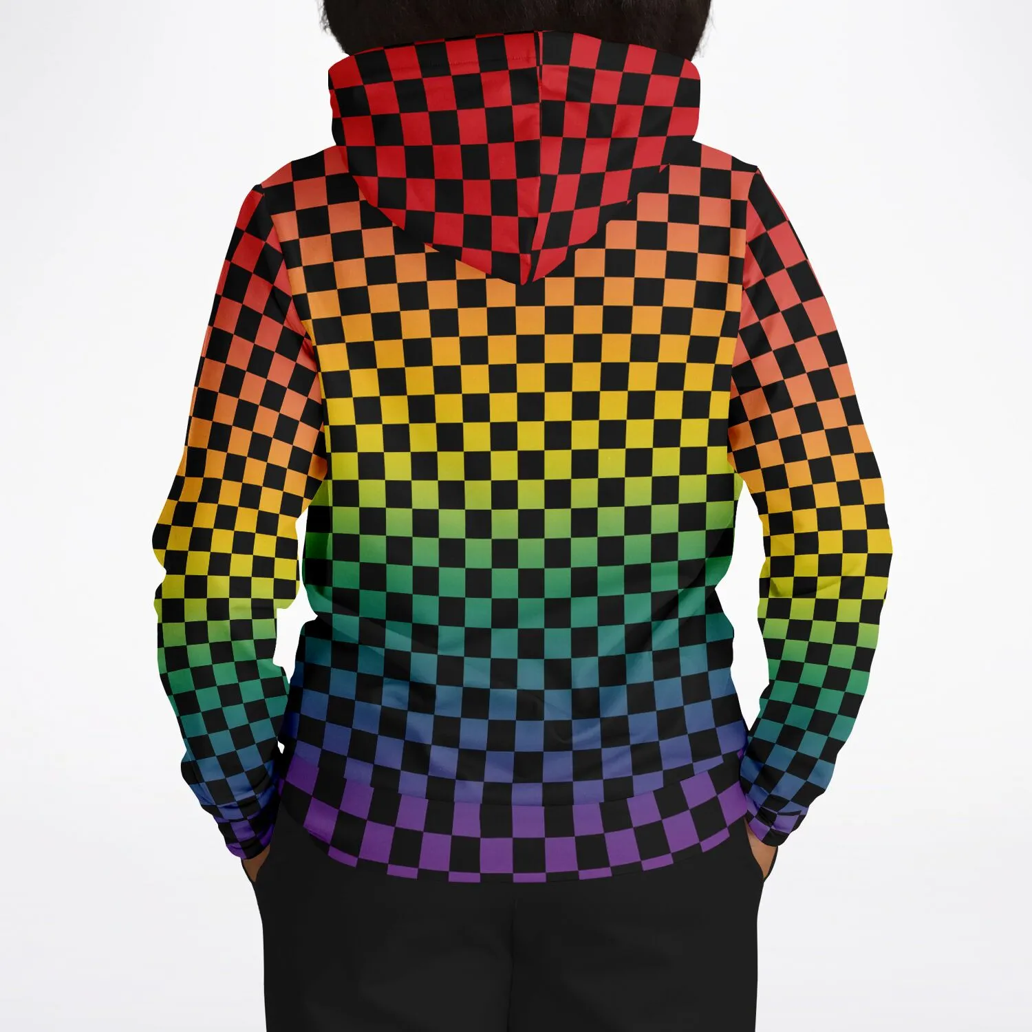 Rainbow Pride Black Checkered Pullover Hoodie