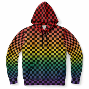 Rainbow Pride Black Checkered Pullover Hoodie