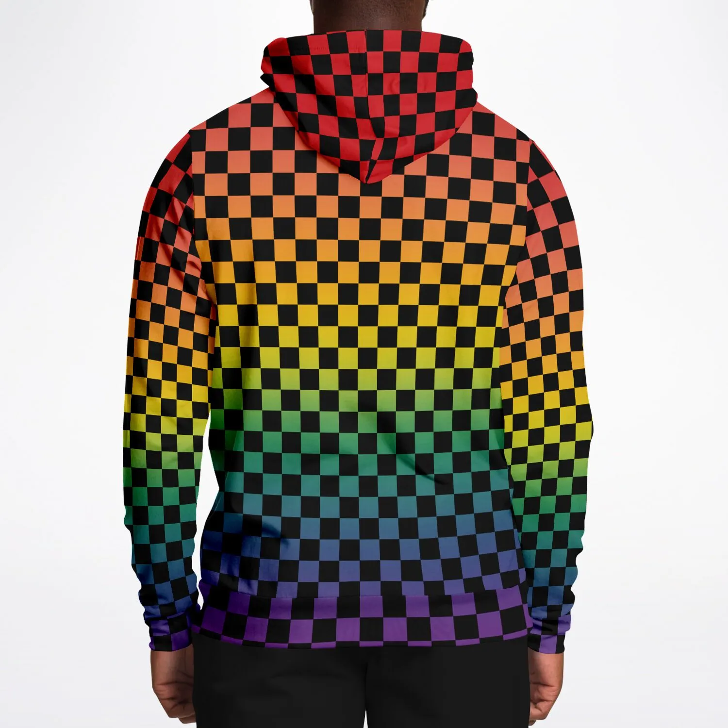 Rainbow Pride Black Checkered Pullover Hoodie