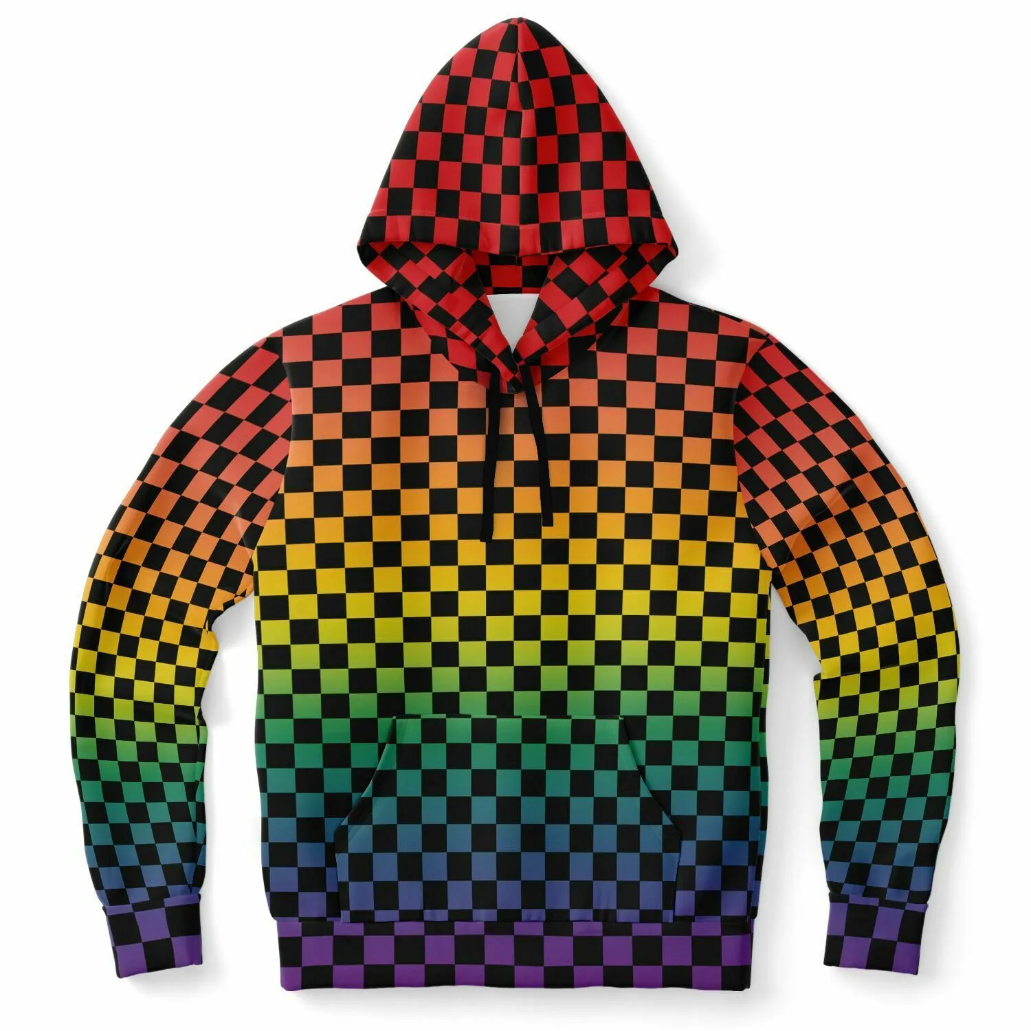 Rainbow Pride Black Checkered Pullover Hoodie