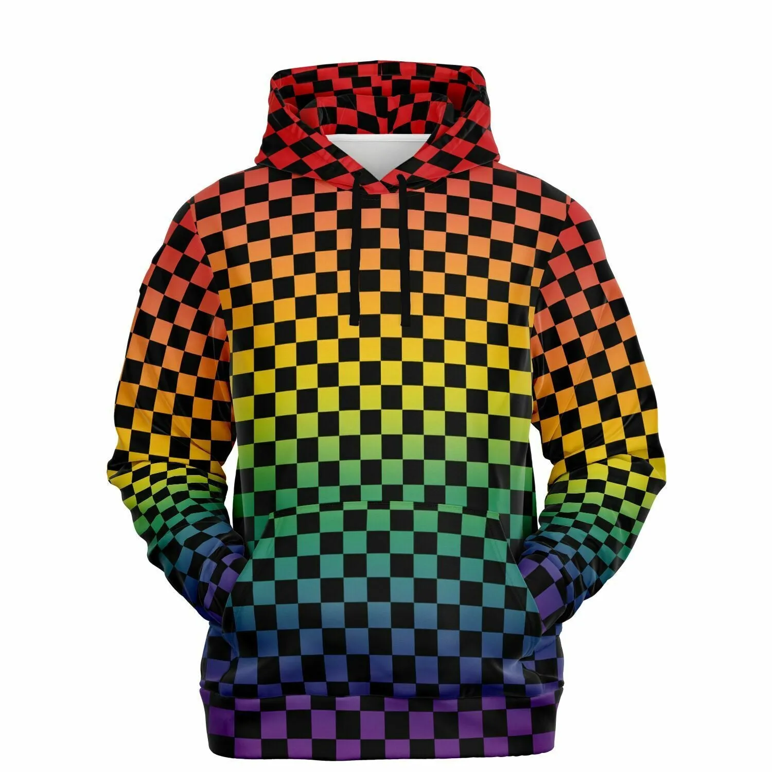 Rainbow Pride Black Checkered Pullover Hoodie