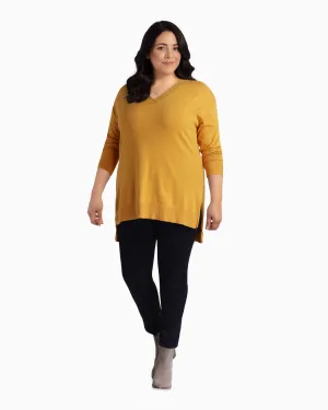 Rosie V-Neck Tunic Sweater | Yellow