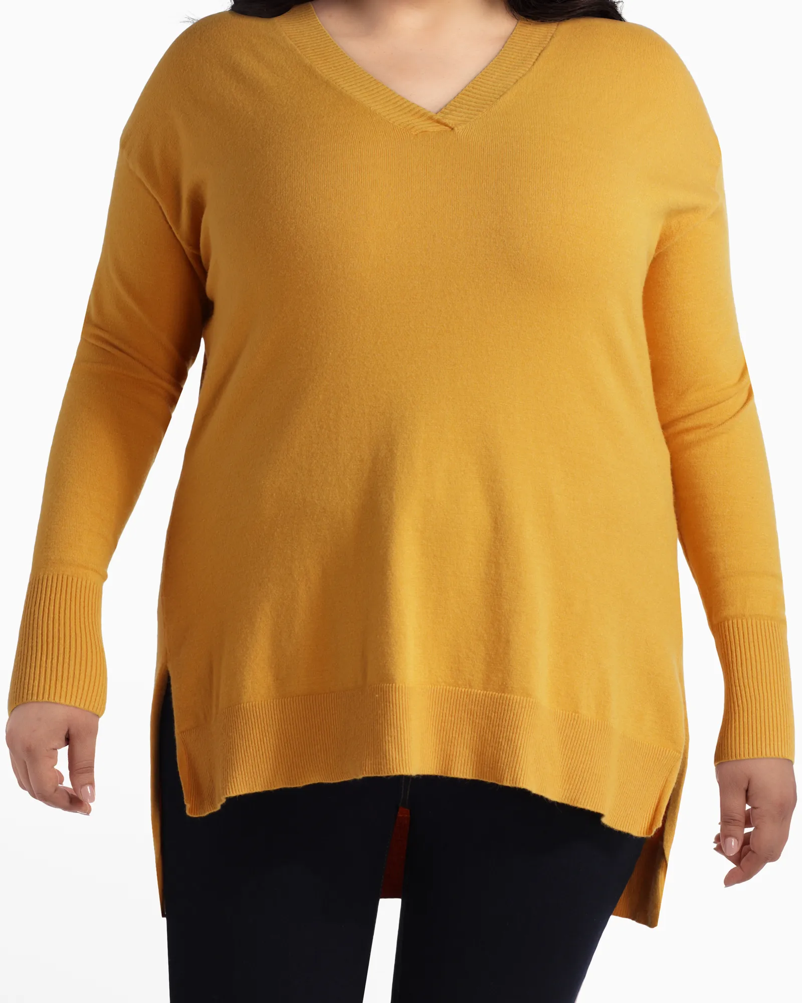 Rosie V-Neck Tunic Sweater | Yellow