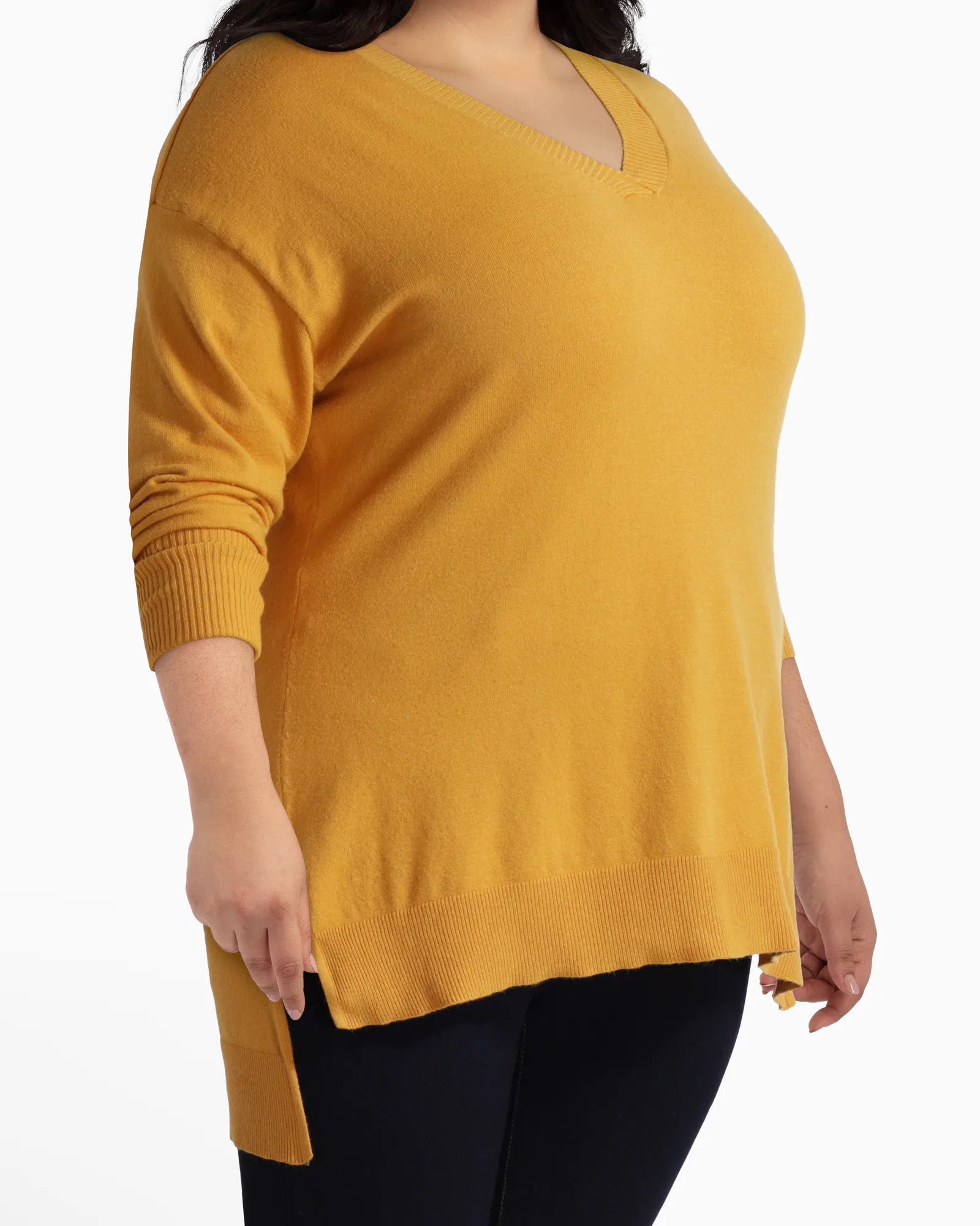 Rosie V-Neck Tunic Sweater | Yellow