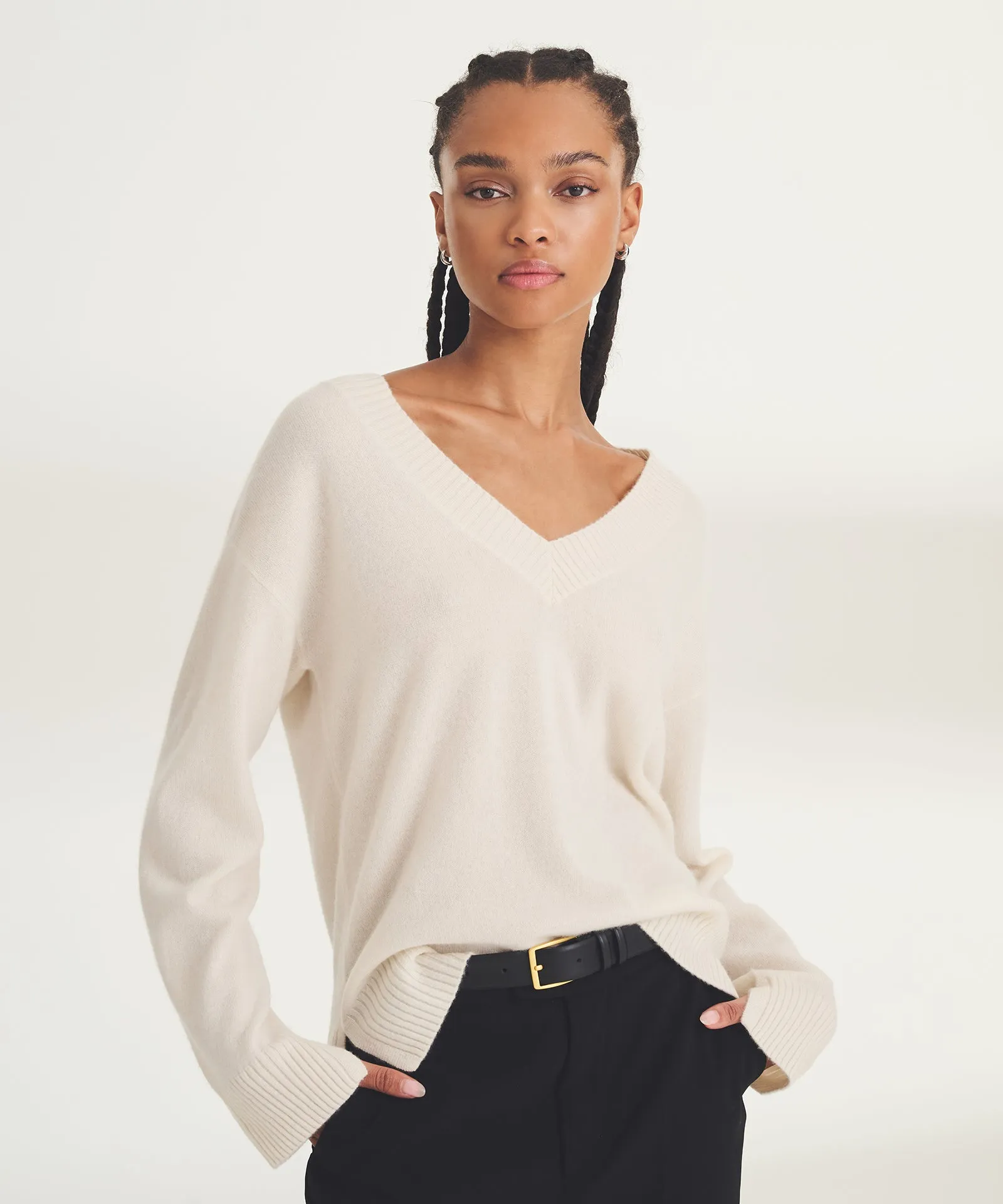 Signature Cashmere Wide Sleeve V-Neck Sweater