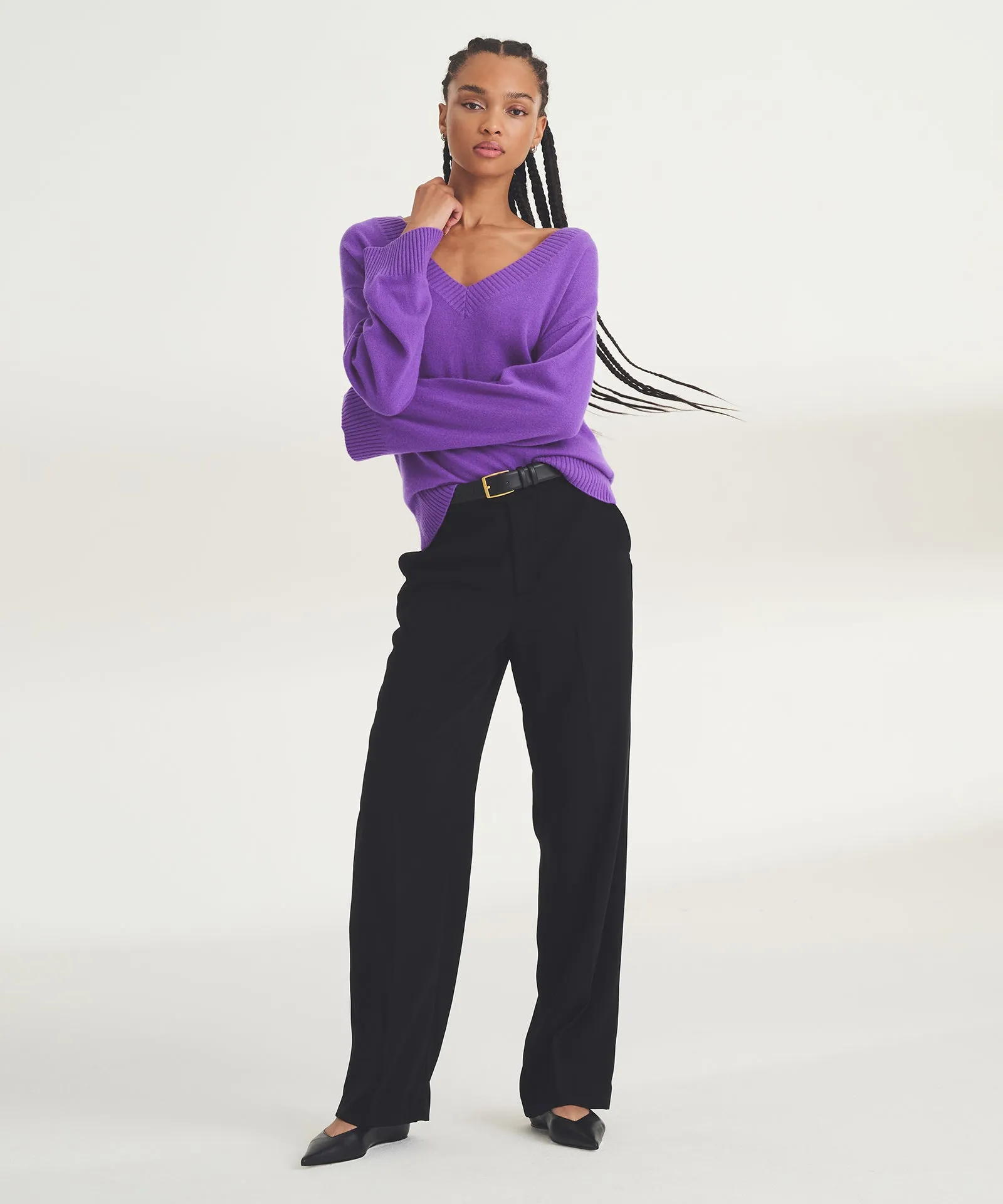 Signature Cashmere Wide Sleeve V-Neck Sweater