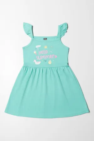 Strappy Dress With Frills Teal