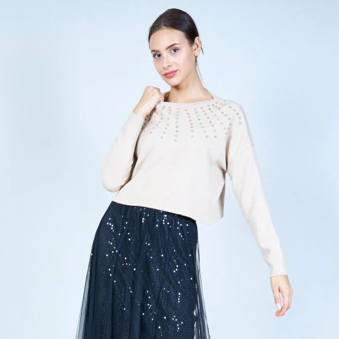 Studded detail cropped sweater wholesale