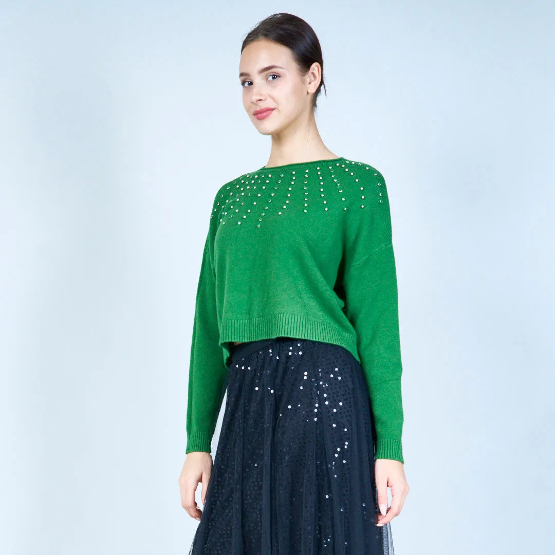 Studded detail cropped sweater wholesale