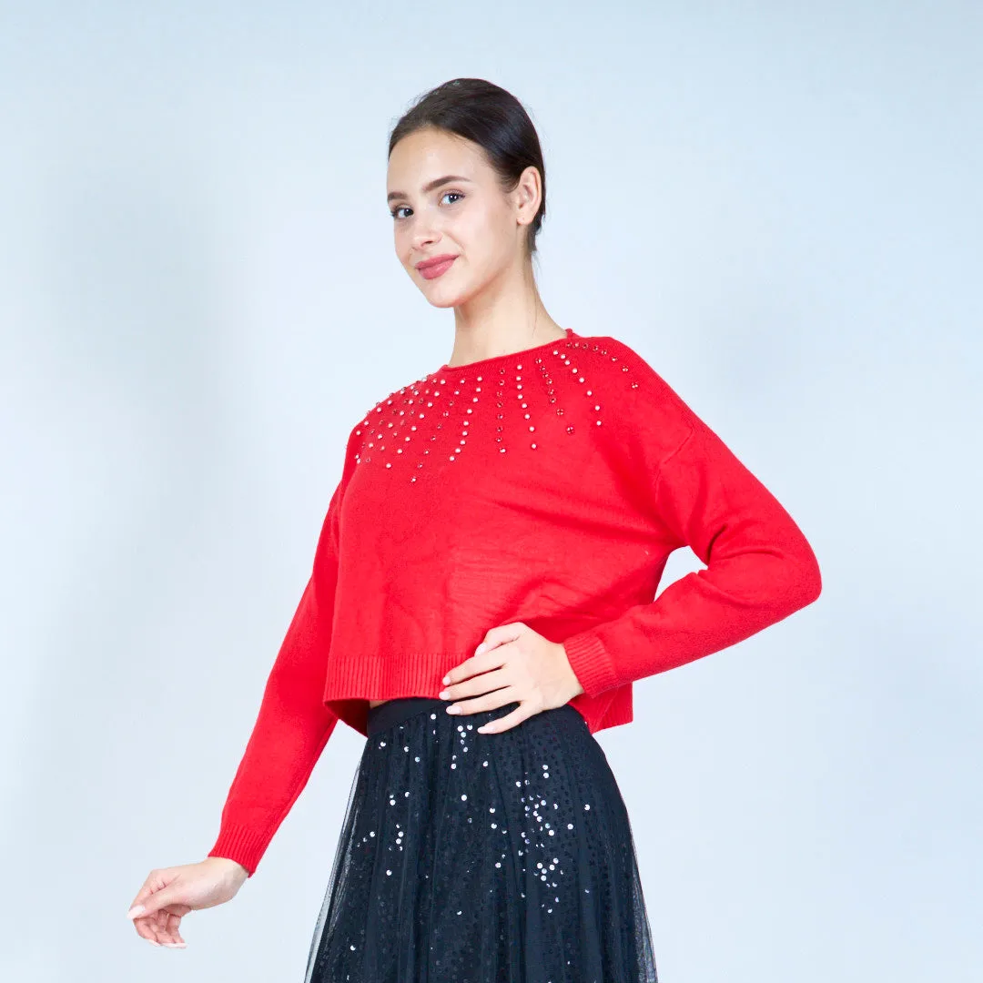Studded detail cropped sweater wholesale