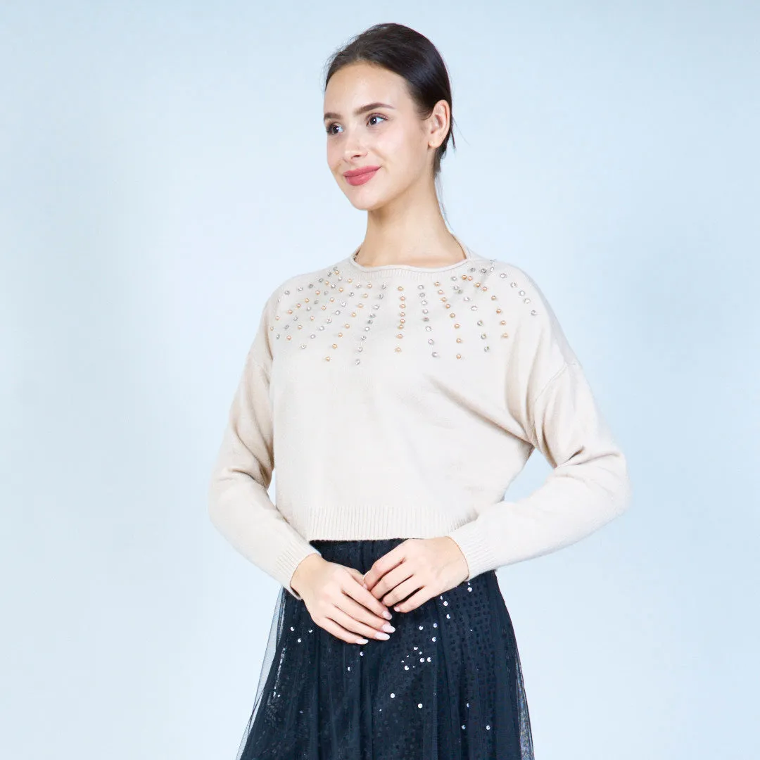 Studded detail cropped sweater wholesale