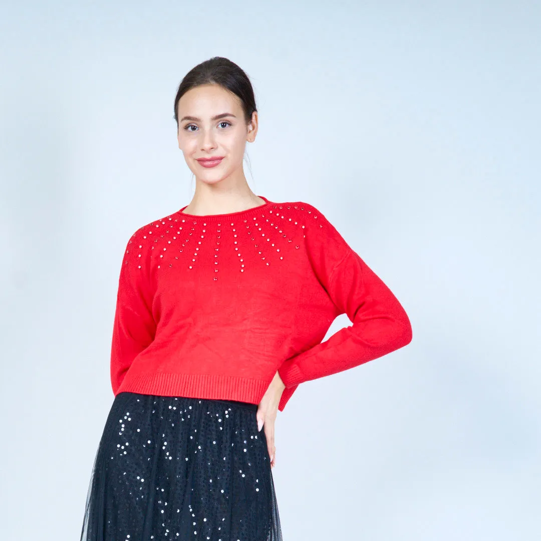 Studded detail cropped sweater wholesale
