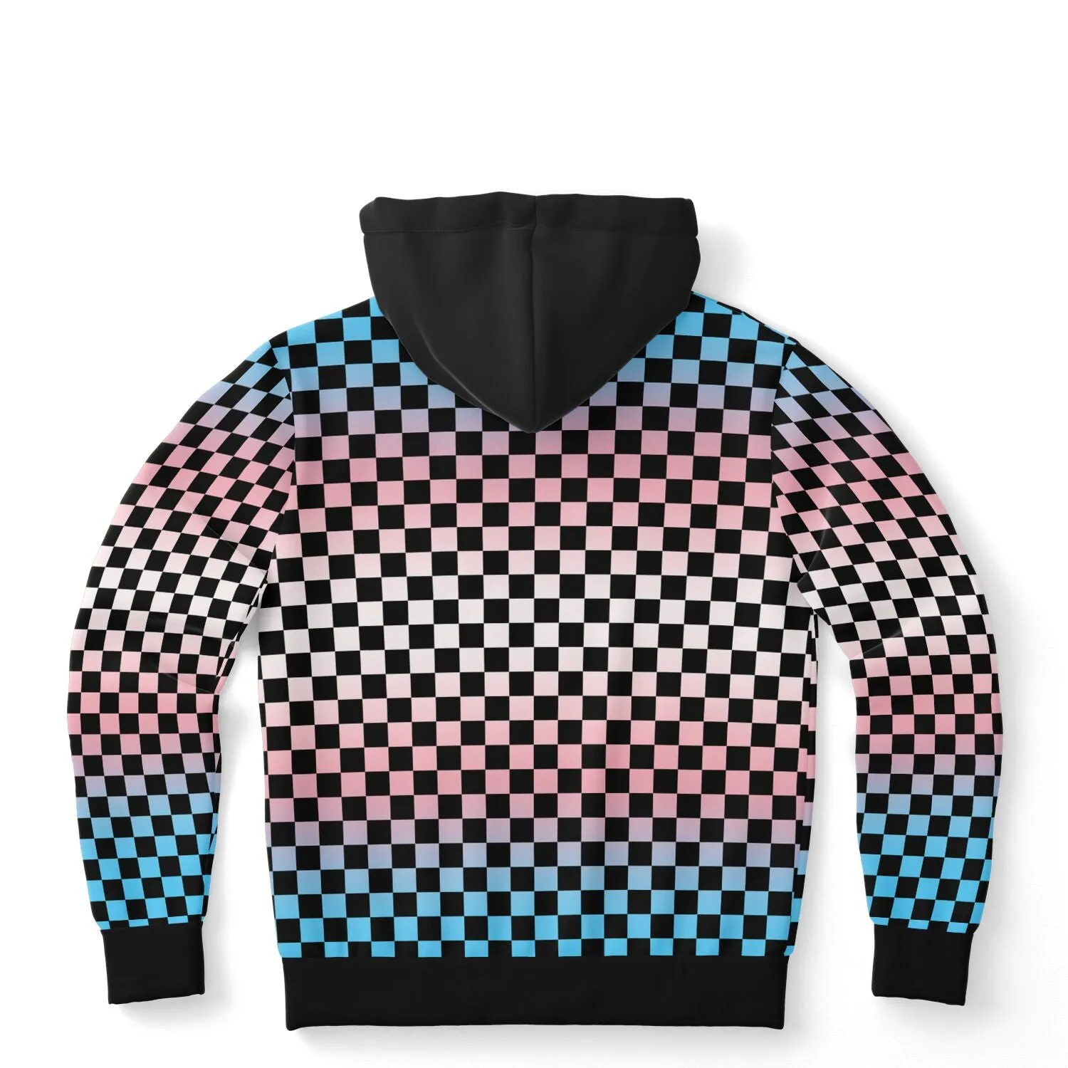 Transgender Pride Black Contrast Checkered Pullover Hoodie