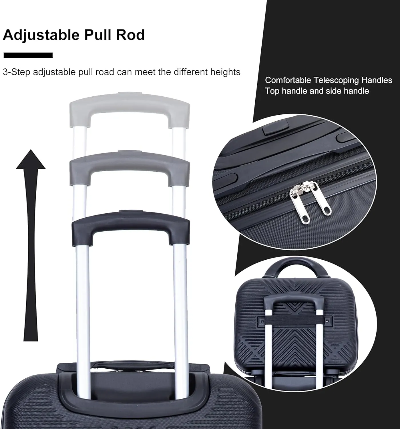 Travelhouse 4 Piece Luggage Sets Travel Suitcase, Large Capacity Lightweight Luggage Sets with TSA Lock & Spinner Wheels, Clearance Carry On Luggage Suitcase Set (BLACK, 4 piece(14" 20'24"28"))