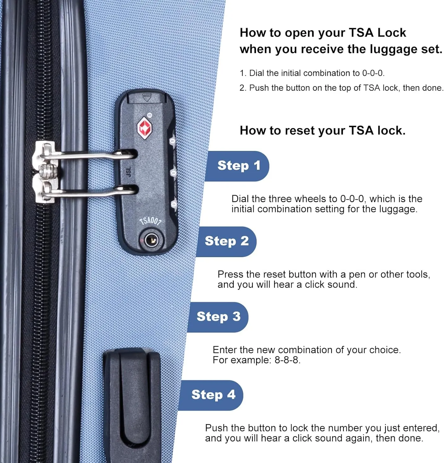 Travelhouse 4 Piece Luggage Sets Travel Suitcase, Large Capacity Lightweight Luggage Sets with TSA Lock & Spinner Wheels, Clearance Carry On Luggage Suitcase Set (BLUE, 4 piece luggage set)