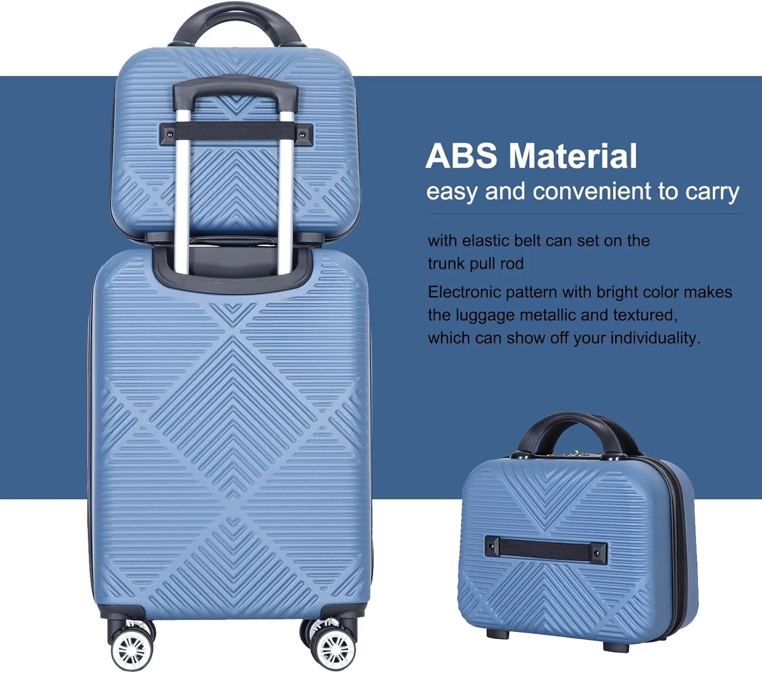 Travelhouse 4 Piece Luggage Sets Travel Suitcase, Large Capacity Lightweight Luggage Sets with TSA Lock & Spinner Wheels, Clearance Carry On Luggage Suitcase Set (BLUE, 4 piece(14" 20'24"28"))